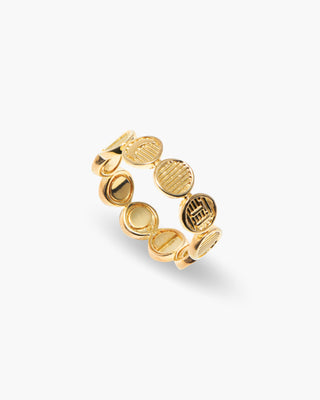 Just a Phase ring in 14K gold plated, moon phases band, angled view