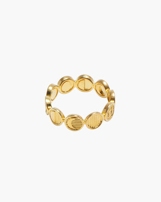 Just a Phase ring in 14K gold plated, moon phases band, front view