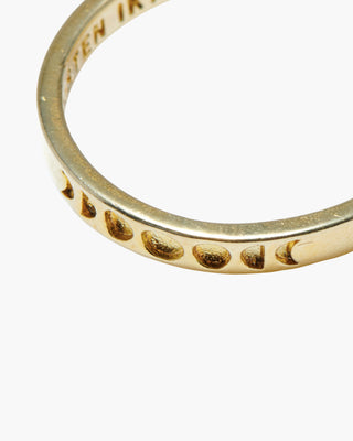 Sad Man in the Moon ring in 14K gold plated, moon phases cut into the inside of the band