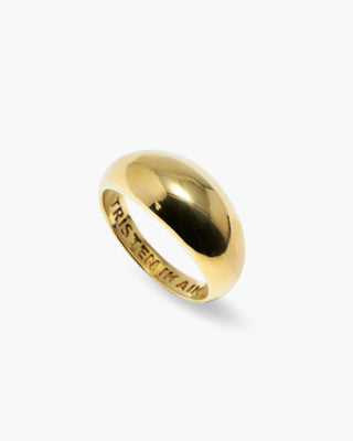 Round Your City Round the Clock ring in 14K gold plated, smooth domed statement ring, angled view
