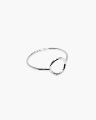 Halo Stacker ring in 925 sterling silver, thin open circle stacker, front view