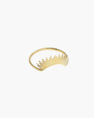 Heaven Stacker ring in 14K gold plated, sunburst arch stacker, front view