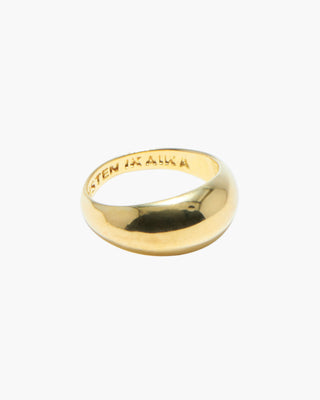 Round Your City Round the Clock ring in 14K gold plated, smooth domed statement ring, front view