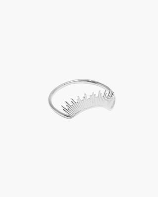 Heaven Stacker ring in 925 sterling silver, sunburst arch stacker, front view