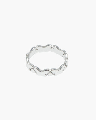 You've Changed ring in 925 sterling silver, band of butterflies, front view