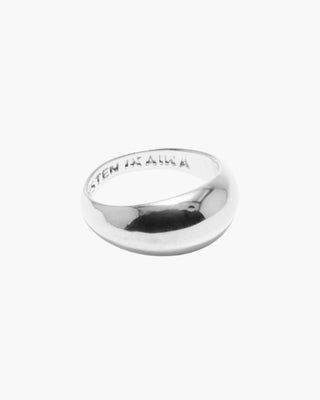 Round Your City Round the Clock ring in 925 sterling silver, smooth domed statement ring, front view
