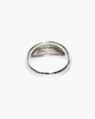 Round Your City Round the Clock ring in 925 sterling silver, smooth domed statement ring, back view showing the inside