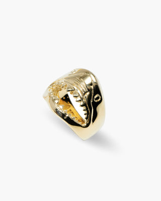 Great White ring in 14K gold plated, great white shark, angled view