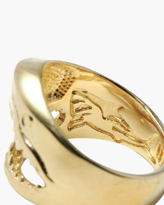 Great White ring in 14K gold plated, shark engraved inside the band