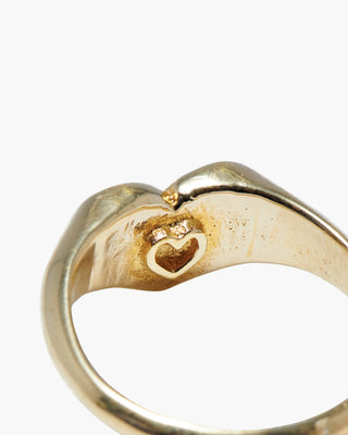 Feeling the Love ring in 14K gold plated, underside showing the hidden raised heart