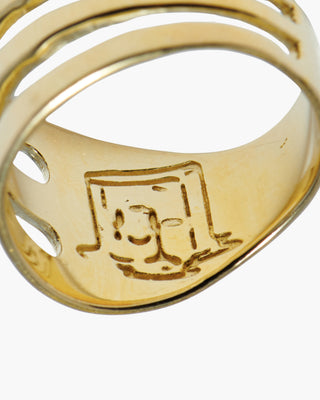 Fork Yeah ring in 14K gold plated, small illustration engraved inside the band