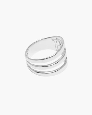 Fork Yeah ring in 925 sterling silver, three-band open fork ring, front view