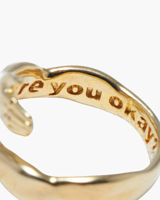 Hug Life ring in 14K gold plated, 'are you okay?' engraved inside the band