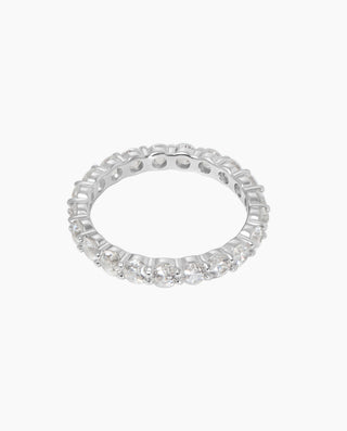 Full Circle ring in 925 sterling silver, prong-set cubic zirconia eternity band, front view